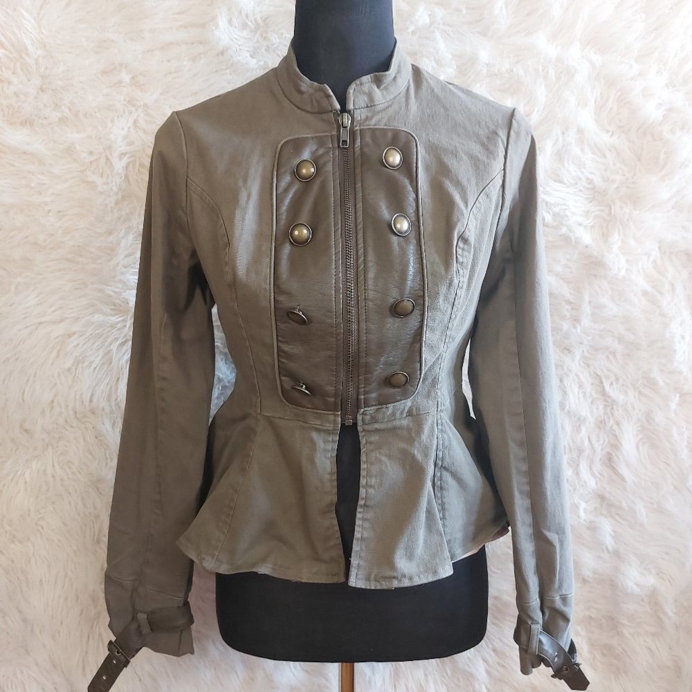 Disney Teen's Grey Peter Pan Full Zip Belted Sleeves Light Jacket Size XS
